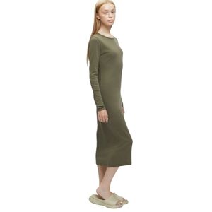 Kotn olive green 100% European cotton Pullover longsleeve Midi dress